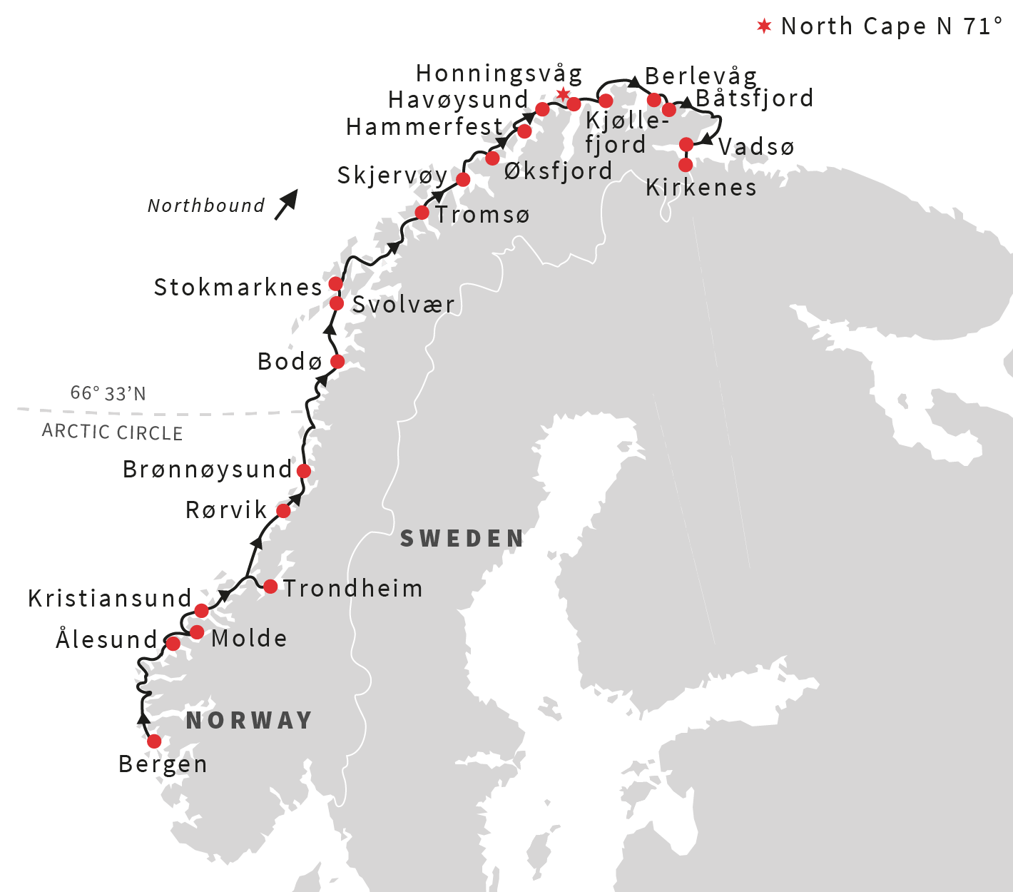 Norway Cruise Discover The Norwegian Fjords From Bergen To Kirkenes   Bk L4 Map Desktop Us 